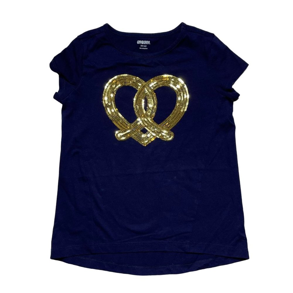 COPY - Gymboree XS/4 sequined pretzel tee navy blue